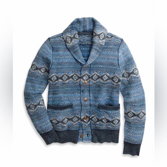Faherty indigo shore cardigan size large